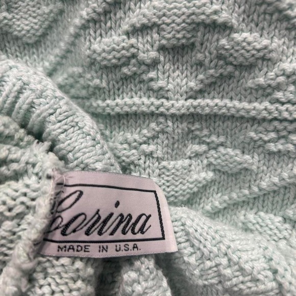 Retro Off the shoulder 3d knit light seafoam croppy runs like S (S2) - Picture 5 of 5